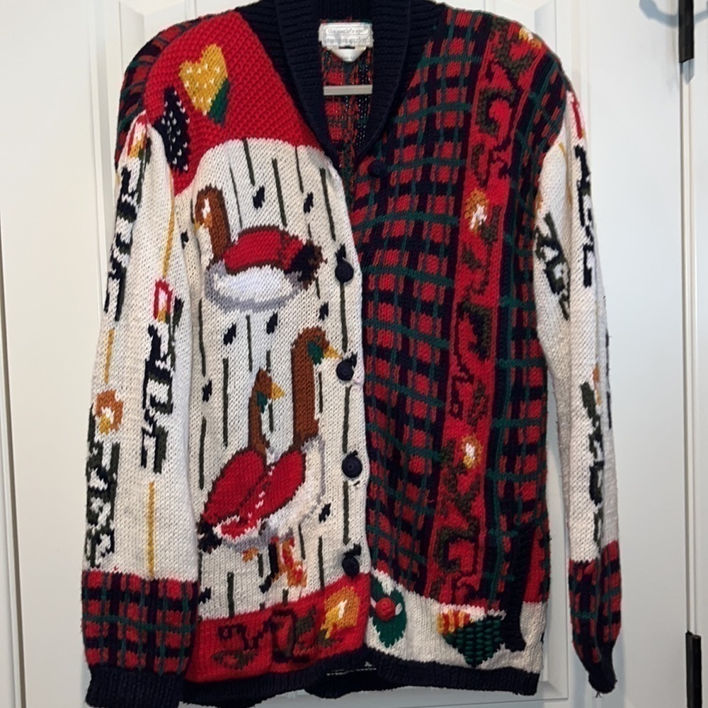 Eagle Eye preppy lodge old money grandpa chunky knit 90s duck sweater est size L